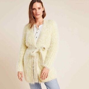 Anthropologie Larkin Yellow Shimmer Belted Cardigan Sweater Women's Size‎ XS